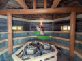 Finská rustikální sauna obložená 200-letým dřevem, kapacita až 80 lidí